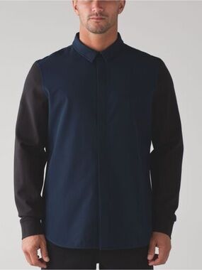 Lululemon Mainstay Hybrid Buttondown Sz XL In Nautical Navy/Black
